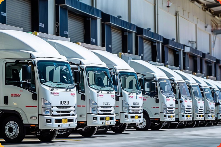 logistics-trucks-in-line-in-parking-area